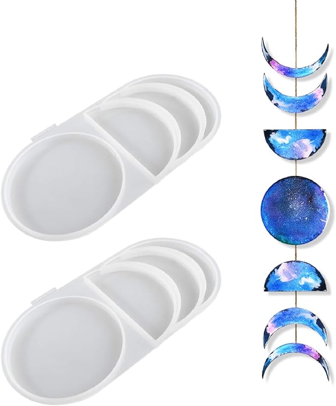 Moon Phase Earring Molds - 2 Piece Silicone Craft Molds For DIY Jewelry