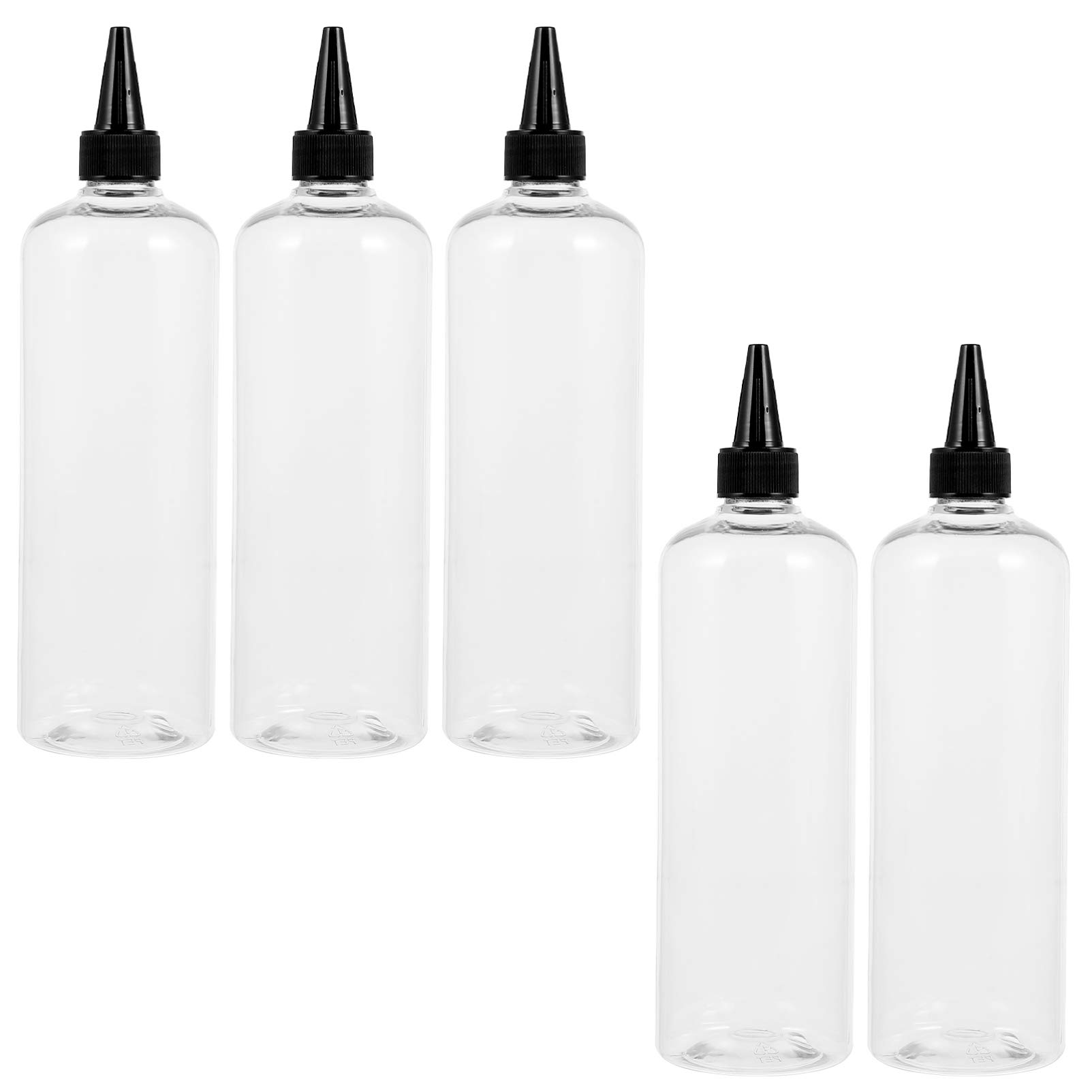 5pcs Applicator Bottle Plastic Refillable Bottles with for Hair Coloring Hair Dye Essential Oils 500ml