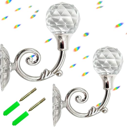 Amazon Com Glittery 2 Pcs Clear Crystal Curtain Holdbacks Wall