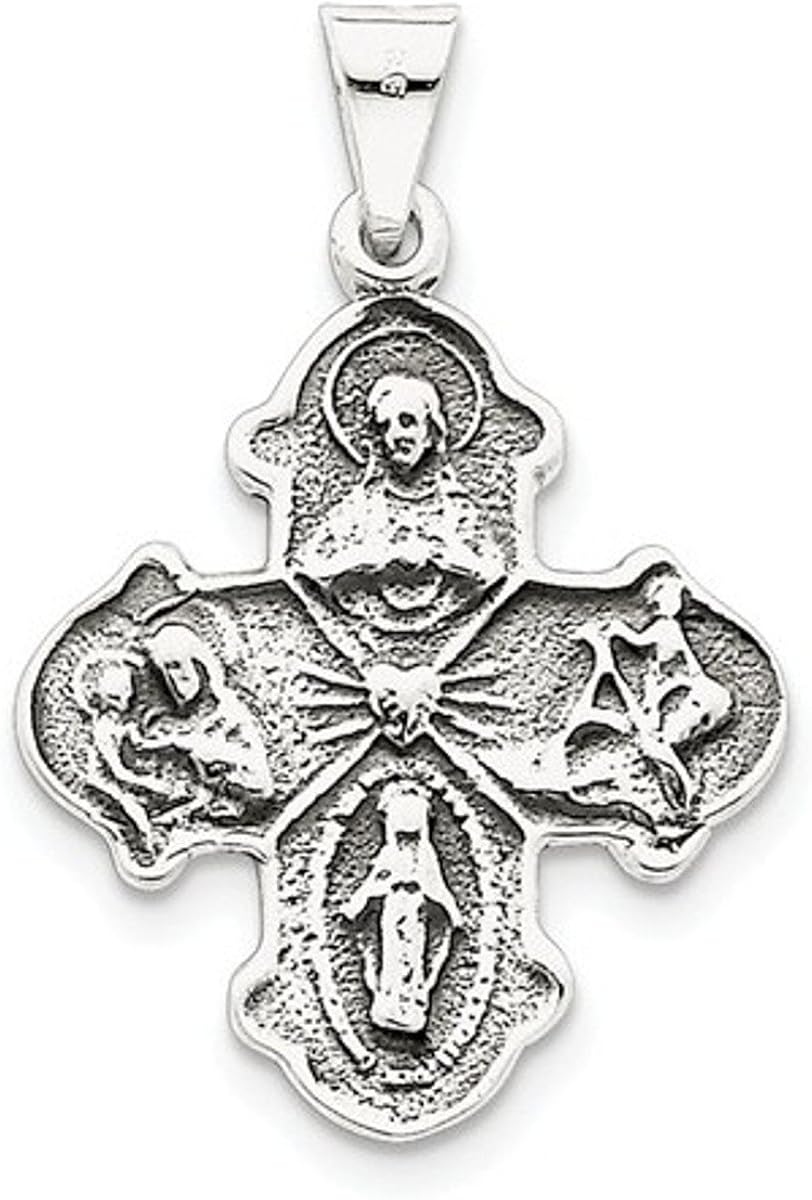 Sterling Silver Antiqued 4Way Cross Medal (36X35MM
