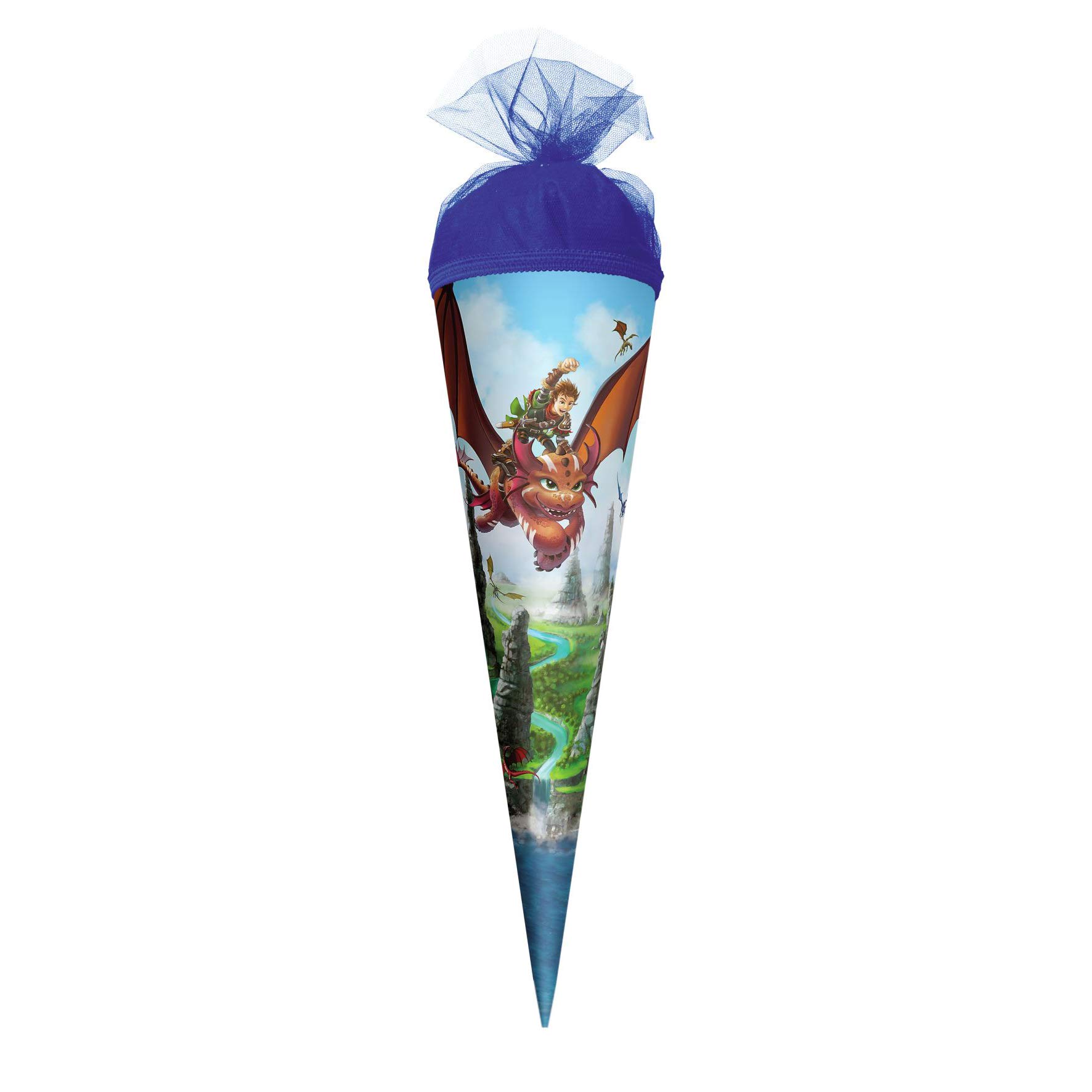 ROTH Gift School Cone Small Dragon Hunter 35 cm Round with Tulle Closure