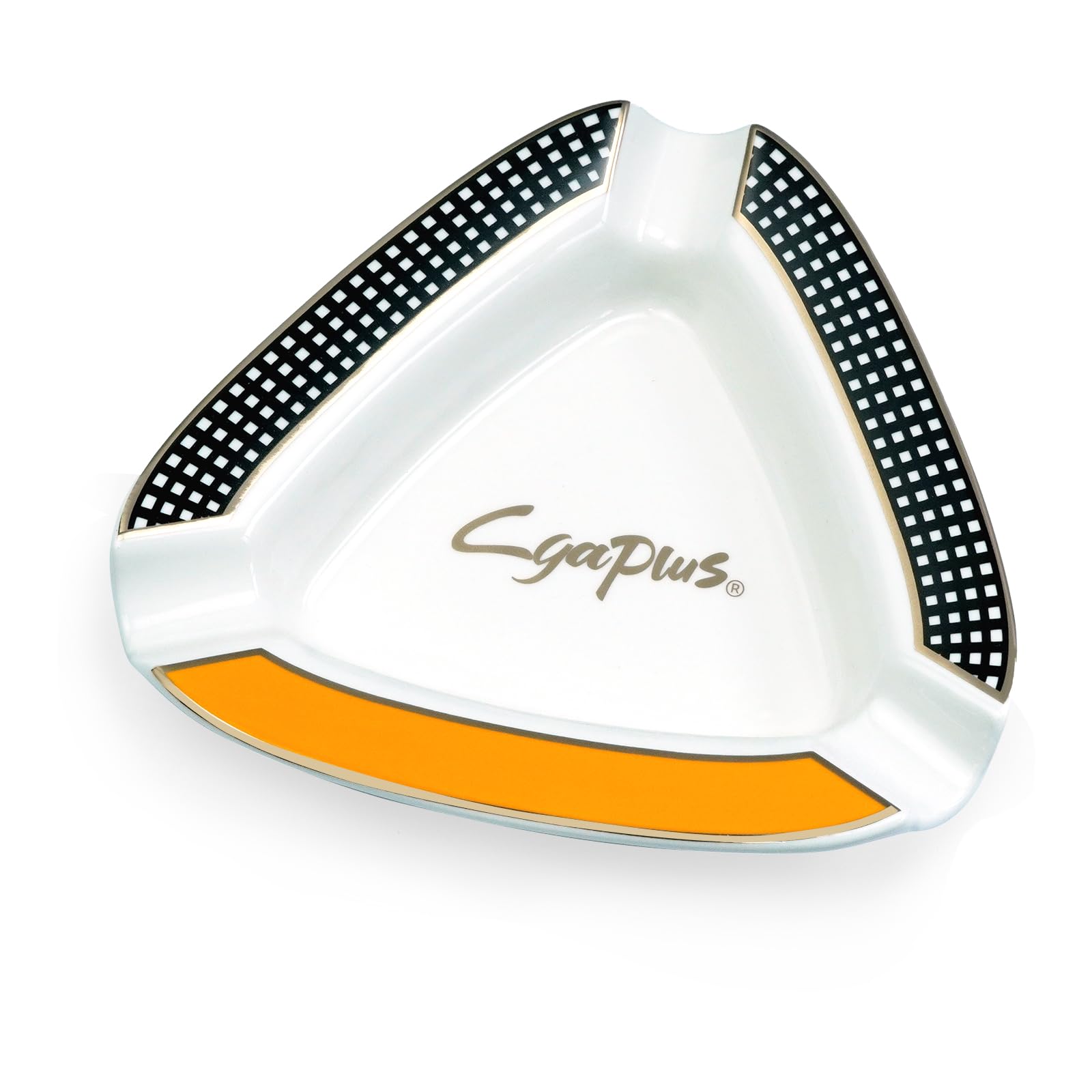 Cgaplus Cigar Ashtray Triangle Classic Ceramic Large Ashtray for Outdoor Home Office(White)