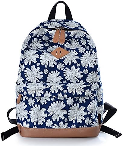 Lt Tribe Lightweight Canvas Laptop Backpack Black College Backpack for Girls White G00133
