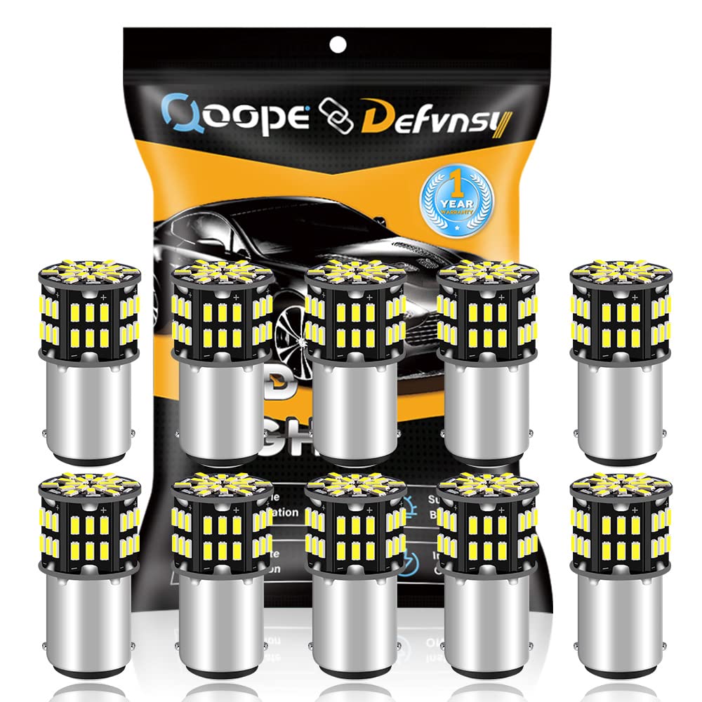 Defvnsy 1142 BA15D LED Bulbs, White 6000K 1076 1004 Bulb 12V Lamp Replacement for Interior RV Camper Trailer Lighting Boat Yard Light Reversing lights Brake Bulbs (10PCS)