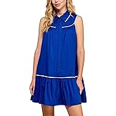 CUFEZN Womens Summer Dresses Casual Sleeveless Half Button Polo Collar Tshirt Dress 2026 Beach Sundresses with Pockets