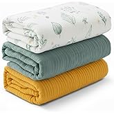 Muslin Swaddle Blankets for Newborn, 3 Pack Soft 100% Cotton Baby Receiving Blanket, Swaddle Wrap Burp Clothes, Large 43 x 35 inches, Oeko-TEX Certified