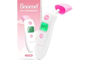 Snomd Forehead and Ear Thermometer 3 in 1 Non-Contact Backlight Body Object Temperature Checking Sensor Touchless Digital Thermometer with Fever Alert
