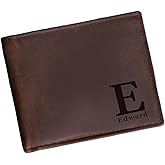 Personalized Leather Bifold Wallet for Men – Custom Engraved Inside Message – RFID Blocking Genuine Leather Wallet – Slim Design with ID Window – Gift for Husband, Dad, or Boyfriend
