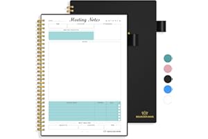 Regolden-Book Meeting Notebook for Work with Action Items, Project Planner Notebook for Note Taking, Office/Business Meeting Notes Agenda Organizer for Men & Women, 160 Pages (7”x10”), Black