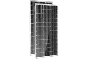 HQST 2pcs 100W 12V Monocrystalline Solar Panel, Up to 25% High Efficiency Module, Waterproof for RVs, Motorhomes, Cabins, Marine, Boat and Any Other Off Grid Applications-Upgrade Version