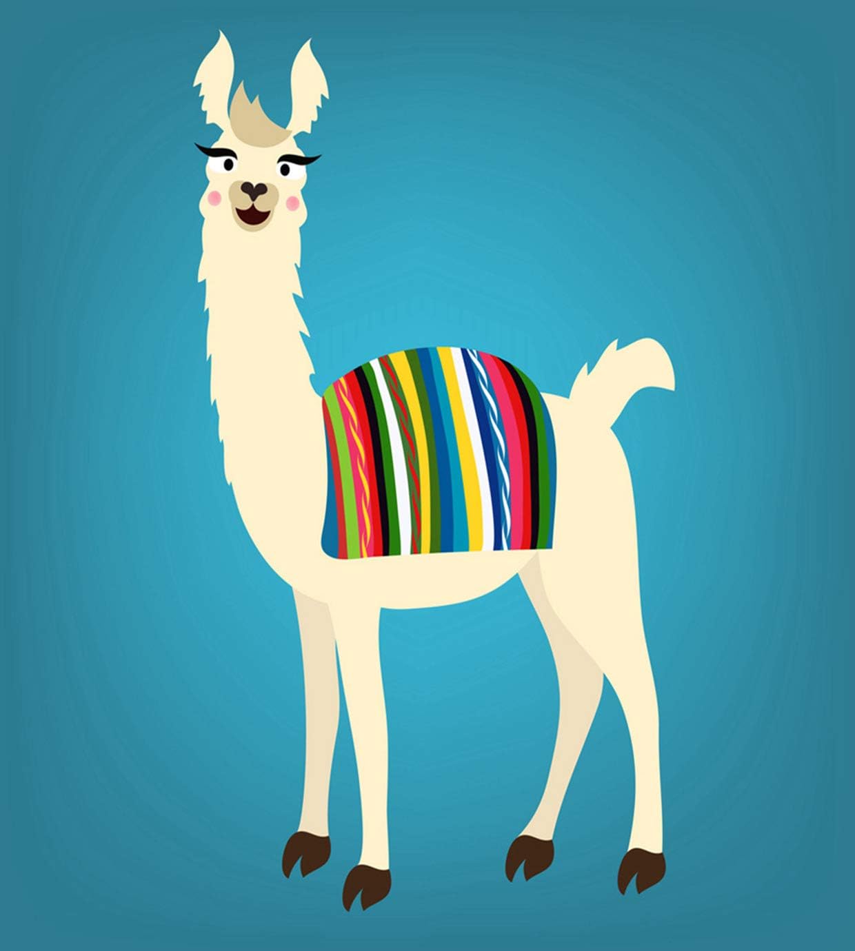 Eaiizer Poster Wall Art Print Cute Llama Peru/Bolivian Cape Back 24x36 Inches Artwork for Home Bedroom Decor