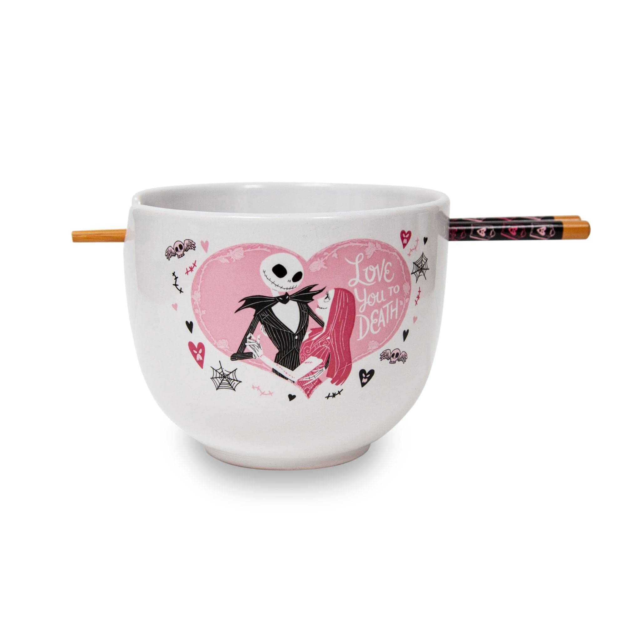 Disney The Nightmare Before Christmas Jack and Sally Ramen Bowl With Chopsticks