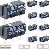 DAOKAI D2FC-F-7N(20M) Micro Switch Module D2FC-F-7N Switch Crisp Click with Mouse Button Post Repair Metal Sticker for Logitech Mouse for Razer Mouse for Apple Mouse,Pack of 10