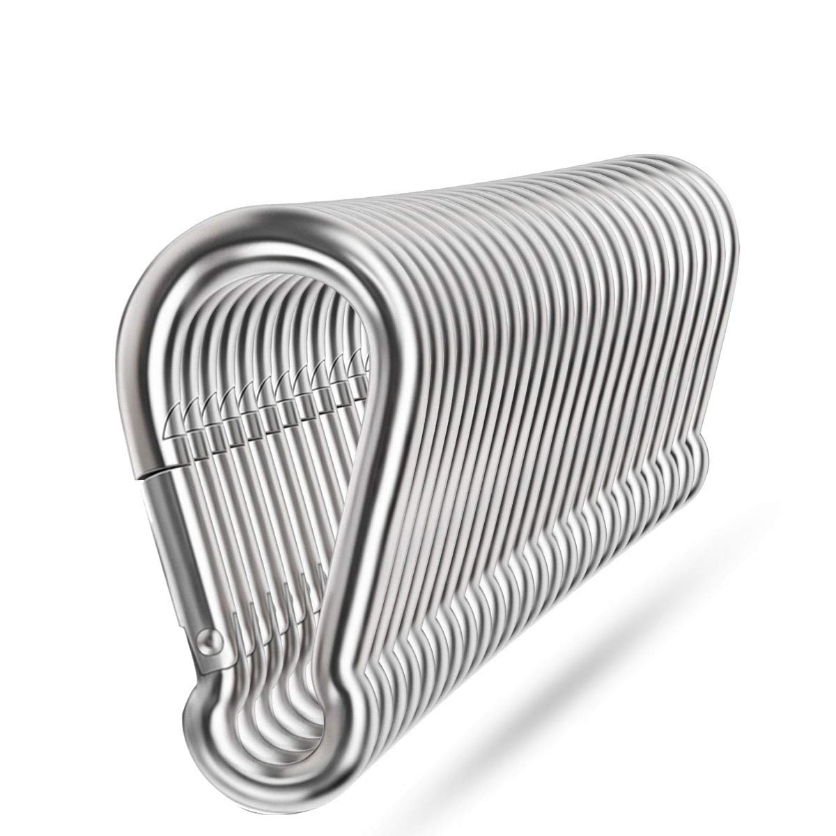 Spring Snap Hooks, 304 Stainless Steel Metal Clip Heavy Duty Rope Connector Small Snap Clamp Key Chain Link Buckle for Hammock Swing Set Outdoor Travel Camping Fishing Hiking (24 PCS, M6)