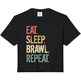 Eat Sleep Brawl Repeat Stars Funny Video Gamer Gaming Comfort Colors Crop Top
