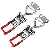 2pcs Toggle Latch Clamp 4001, Adjustable 304 Stainless Steel Pull Hasp Latches, Quick Release Hand Tool Toggle Clamp for Smoker Lid Jig,Case Trunk,Door,220Lbs Holding Capacity