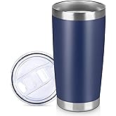 Travel Coffee & Tea Tumbler 20oz, Stainless Steel Insulated Mug with Leakproof Lid, Double Wall Vacuum Insulated Cup for Hot and Cold Drinks (Navy Blue)