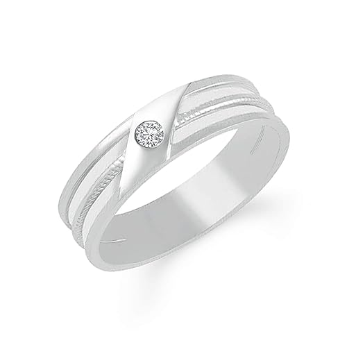 VK Jewels Glittering Work Design Rhodium Plated Alloy CZ American Diamond Ring for Men [VKFR3083R]