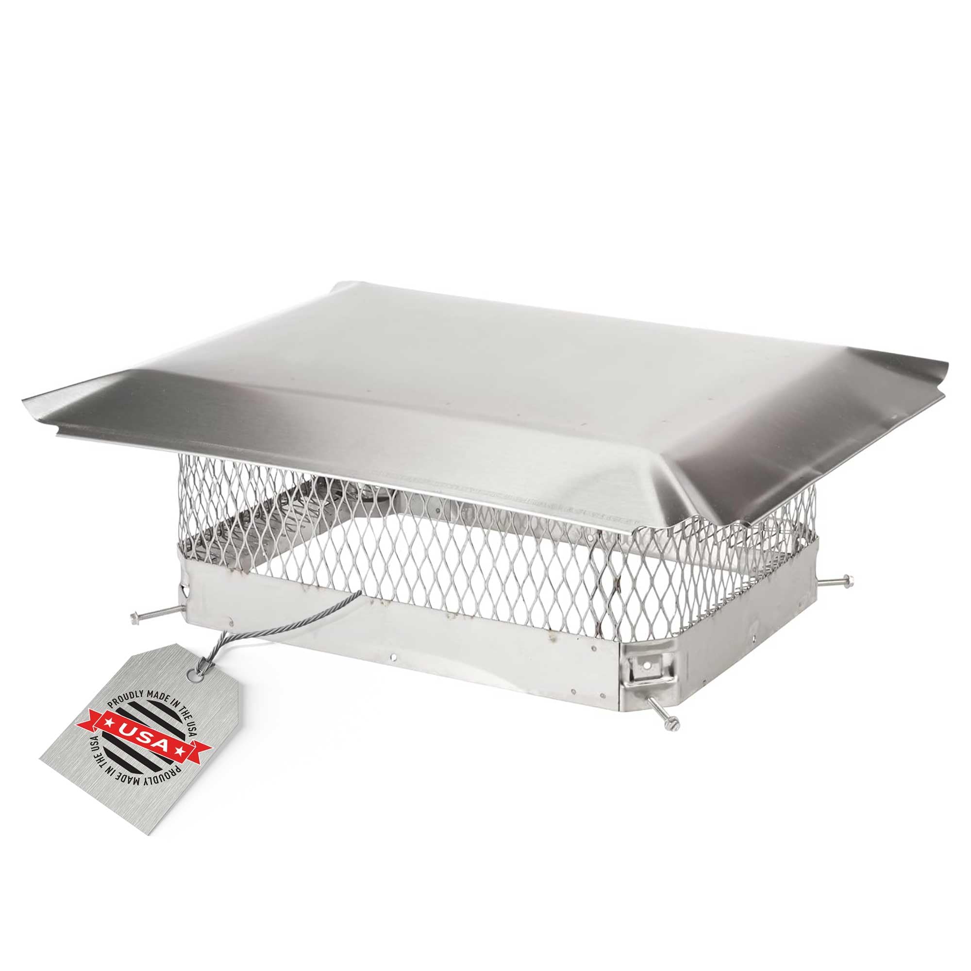 HY-GUARD HGSS1318 Single Flue Bolt On Stainless Steel Chimney Cover, Mesh Size 3/4", Fits Outside Existing Clay Flue Tile, 13" x 18", Stainless Steel Image HY-GUARD HGSS1318 Single Flue Bolt On Stainless Steel Chimney Cover, Mesh Size 3/4", Fits Outside Existing Clay Flue Tile, 13" x 18", Stainless Steel Image