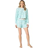 PJ Salvage womens Boyfriend Long-sleeve Top and Boxer Short Bottom 2-piece Pajama Set
