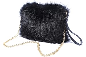 ZOSCGJMY Evening Faux Fur Handbags for Women Furry Fluffy Fuzzy Bags Purse Crossbody Shoulder Strap
