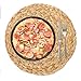 kilofly Natural Water Hyacinth Weave Placemat Round Braided Rattan Tablemats 14.5 inch x 4pc