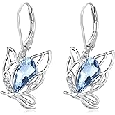 Freesloth Butterfly Earrings for Women 925 Sterling Silver Butterfly Dangle Earrings Butterfly Jewelry for Girlfriendm