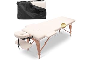 Bonrcea Professional Massage Table Bed Portable 500 LBS Load Capacity Lightweight Adjustable Height Spa Salon Tattoo Esthetician Lash Bed for Eyelash Extensions with Carrying Case Cream