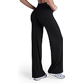 Sunzel Women's Butt Lifting Wide Leg Yoga Pants High Waist Tummy Control No Front Seam Straight Leg Workout Gym Bottoms