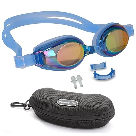 Bezzee-Pro Kinder Schwimmbrillen, Rutschfest, wasserdicht, lecksicher, qualitativ hochwertig, farbige Silikon-Kopfriemen, ver