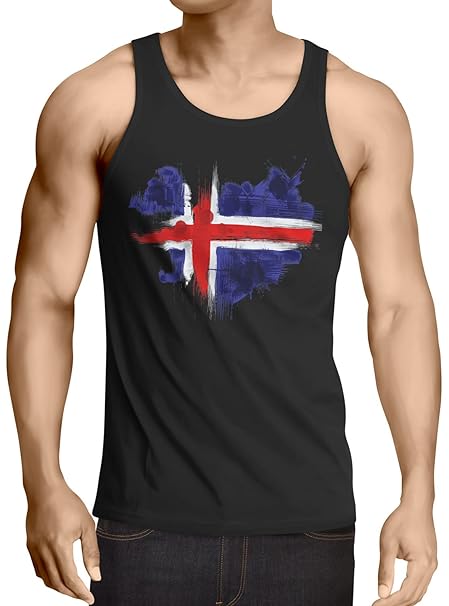 CottonCloud Flagge Island Herren Tank Top Fußball Sport Iceland WM EM Fahne