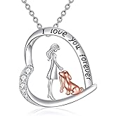 HKPATOP Dog Necklace S925 Sterling Silver Dog Heart Pendant Necklaces Pet Animal Jewelry Gifts for Women