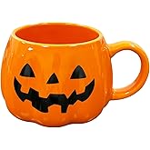 HS&ROXIN Halloween Mug Novelty Pumpkin Mug 3D Cute Ceramic Cup Halloween Coffee Cup Spooky Fall Decor and Christmas Birthdays Perfect Gifts for Kids and Adults Men Women (Orange)