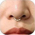 JALZEMPL Gold Nose Rings Hoops 316L Surgical Steel Flower Nose Ring Silver Septum Rings 16g Clicker Daith Hinged Piercing Jewelry Gifts 1.2 * 8mm