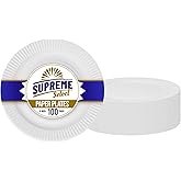Supreme Select Disposable Paper Plates in Bulk [Set of 100 | 6 inch] Uncoated White Large Plate – Ideal for Birthday Parties, Weddings, Thanksgiving, Dinners, Desserts, Crafts, and BBQs
