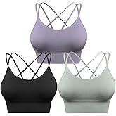 Sykooria 3 Pack Strappy Sports Bra for Women Sexy Crisscross for Yoga Running Athletic Gym Workout Fitness Tank Tops