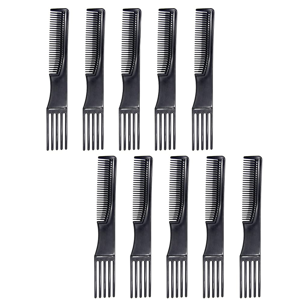 HEALLILY 10pcs Plastic Hair Comb Black Carbon Lift Teasing Comb Hair Pick Comb Anti Static Portable Comb for Woman Men
