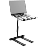 Pyle Portable Folding Laptop Stand - Standing Table with Adjustable Angle, Foldable Height and Four Prong Anti-Slip Tray for iPad, Tablet, DJ Mixer, Workstation, Gaming and Home Use - PLPTS55