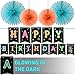 Happy Birthday Banner With 4 Fans,Glow In The Dark UV Party Decoration Happy Birthday Glowing bunting Carnival/Kids Party Supplies Favors Colors Hanging Decoration by LIDERSTAR