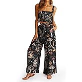 CORAMOON 2 Piece Sets for Women Casual Summer Outfit Womens Crop Top with Wide Leg Pants Lounge Set Matching Vacation Clothes