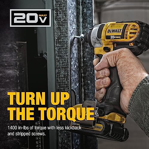 DEWALT 20V MAX Impact Driver Kit, 1/4Inch, Battery and Charger