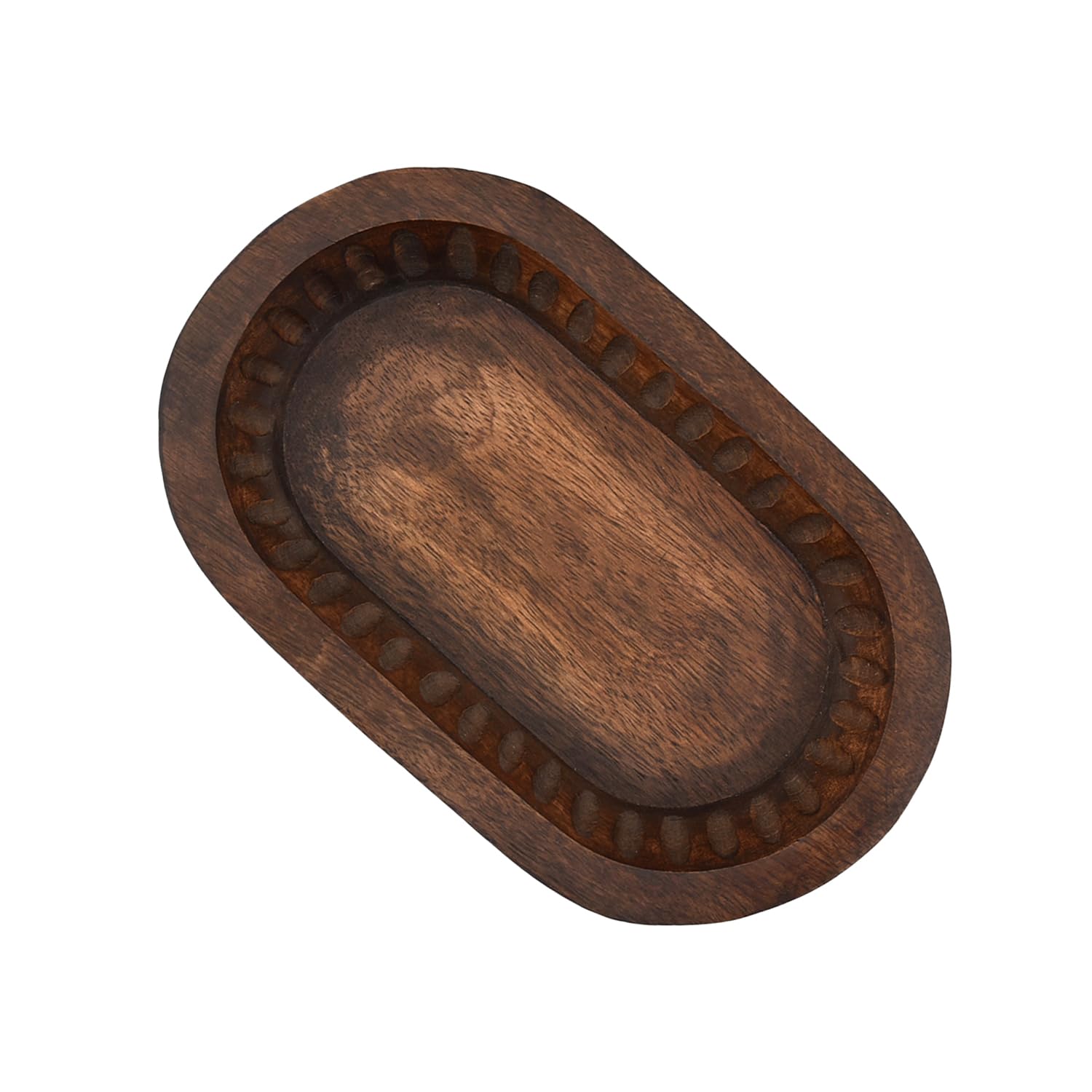 Samhita Mango Wood Decorative Bowls for Home Décor, Decorative Long Wooden Bowl for Table Centerpiece (10