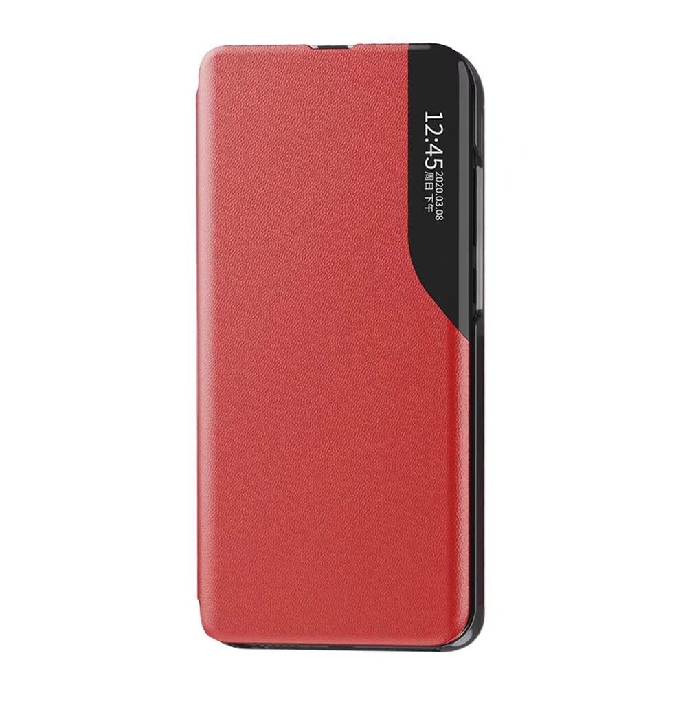 SEAHAI Case for Honor 200 Pro 5G, Flip Clear View Translucent Standing Cover Stylish Soft Silicone Bookstyle Ultra Slim Full Protective Shockproof Case with Kickstand - Red