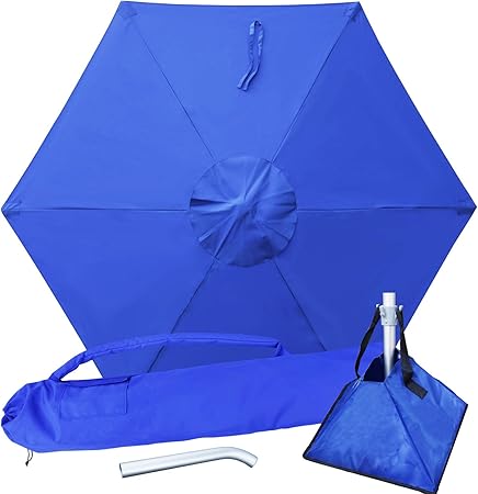 Amazon Com Hlong 7 Ft Beach Umbrella With Sand Base High Wind Resistant Patio Parasol Wind Vented Uv50 Protection Umbrella For Outdoor Patio Beach Back Yard Deck Blue Garden Outdoor