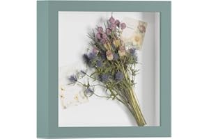 DEMAIKE 8x8 Shadow Box Frame Display Case with Real Glass, 3D Picture Frame for Memorabilia, Crafts, Photos, Wedding (Light Green)