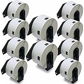 BETCKEY - Compatible White Labels Replacement for Brother DK-1220 (1.5 in x 1.8 in), Use with Brother QL Label Printers [10 Rolls/6200 Labels]