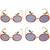 ULDIGI Hawaiian Party Glasses 4-Pack Orange Shape Novelty Funny Eyewear Lightweight Plastic Summer Beach Photo Booth Props for Adults and Kids