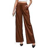 ZAFUL Womens Satin Pants Wide Leg High Waisted Cargo Pants Silky Dressy Casual Slack Trousers