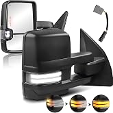 KUIPERAUTO Power Heated Towing Mirrors Compatible for 1999-2016 Ford F-250 F-350 F-450 F-550 Super Duty Turn light w/Sequential Clearance Lamp White Running Light Side Truck Mirror (Set of 2)
