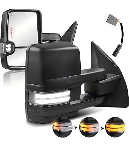 FEIPARTS Manual Telescoping Tow Mirror For 2008-2016 Ford F250 F350 F450 F550 Super Duty - Black, Turn Signal, No Heat